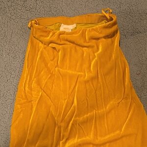 Maeve Yellow Ruched Tie Front A-Line Skirt